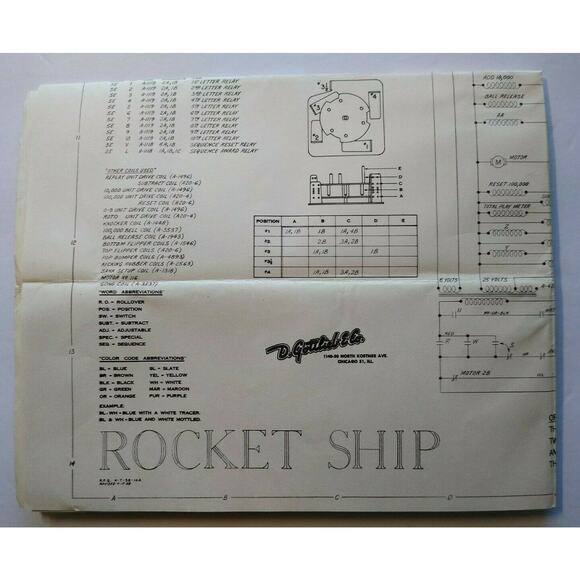 Rocket Ship 1958 Pinball Machine Game Repair Schematic Wiring Diagram Original - Picture 1 of 2